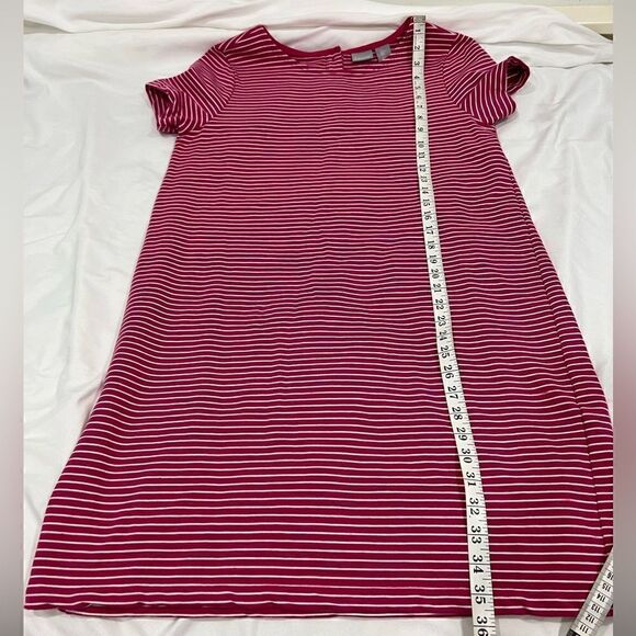 Kenar short sleeve striped pink white shirt dress back gold buttons size L - Picture 6 of 6